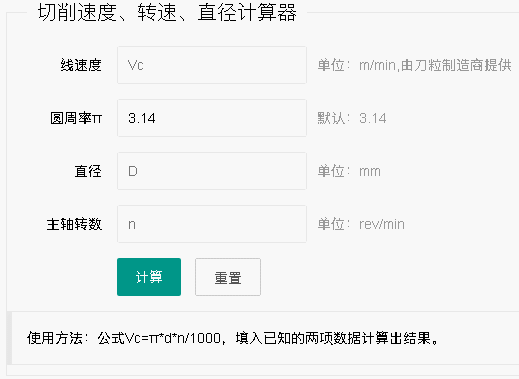 快速計(jì)算切削速度、進(jìn)給量、每刃進(jìn)給、刃數(shù)、主軸轉(zhuǎn)數(shù)